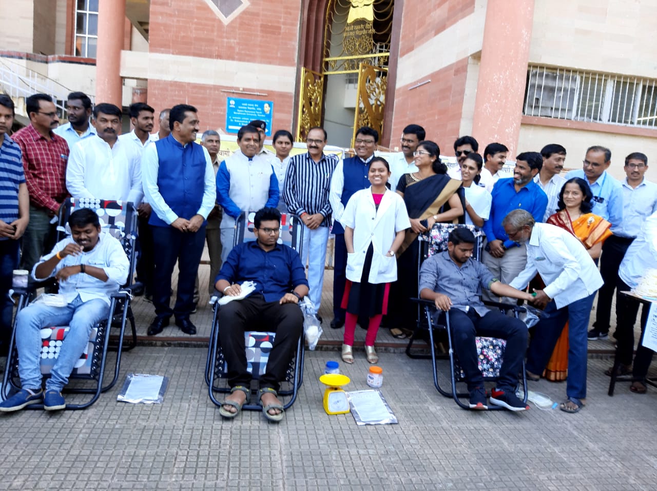 Hon. Vice Chancellor, Hon. Pro-Vice Chancellor and Hon. Registrar at Blood Donation Camp